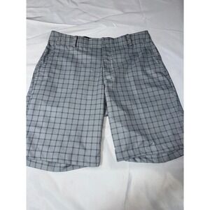Nike Dri-Fit Mens Golf Shorts Plaid Standard Fit Gray Size 34